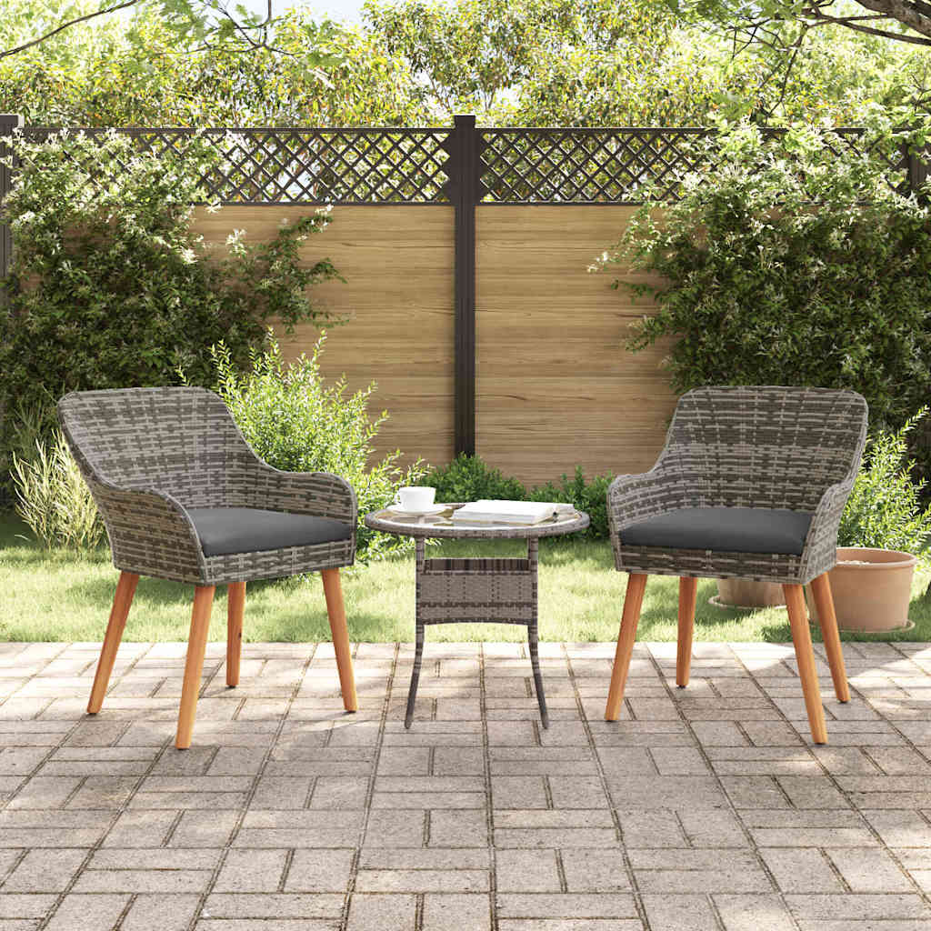 Tuinstoel met kussen 2 pcs Grijs 62,5 x 55 x 82 cm poly rattan is nu te koop bij PeponiXL, paradijselijk wonen!