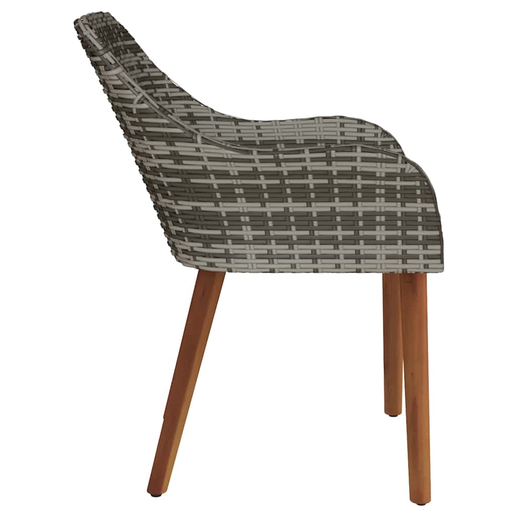 Tuinstoel met kussen 2 pcs Grijs 62,5 x 55 x 82 cm poly rattan is nu te koop bij PeponiXL, paradijselijk wonen!