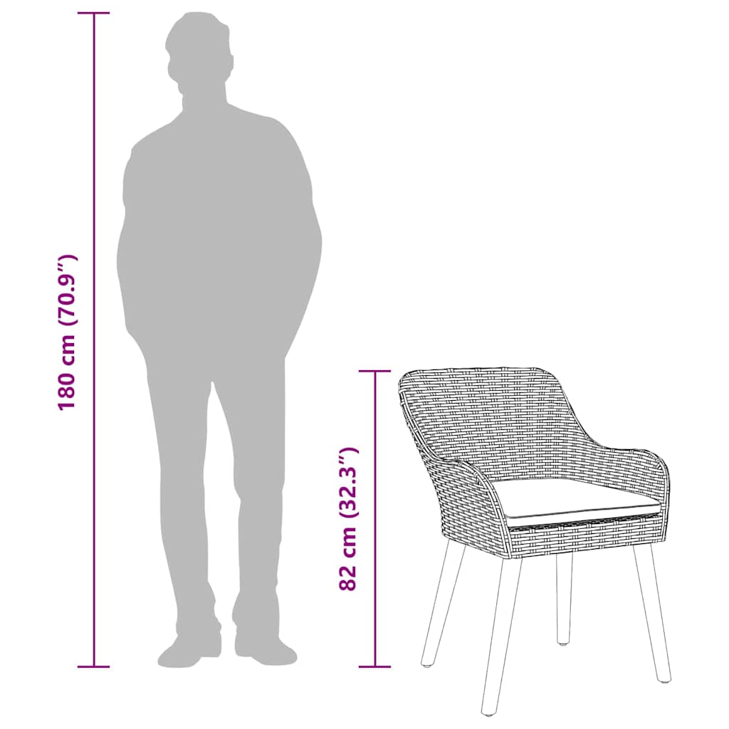 Tuinstoel met kussen 2 pcs Grijs 62,5 x 55 x 82 cm poly rattan is nu te koop bij PeponiXL, paradijselijk wonen!
