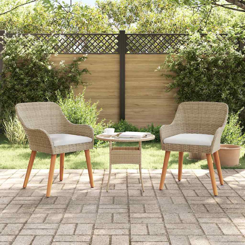 Tuinstoel met kussen 2 pcs Beige 62,5 x 55 x 82 cm poly rattan is nu te koop bij PeponiXL, paradijselijk wonen!