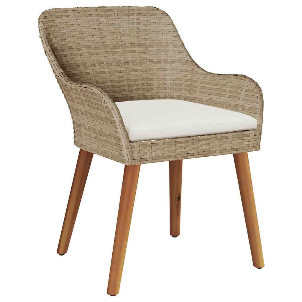 Tuinstoel met kussen 2 pcs Beige 62,5 x 55 x 82 cm poly rattan is nu te koop bij PeponiXL, paradijselijk wonen!