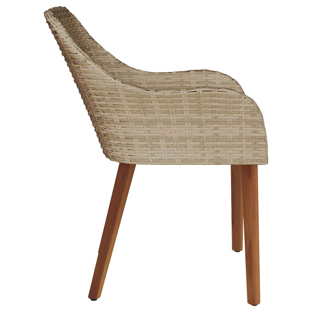 Tuinstoel met kussen 2 pcs Beige 62,5 x 55 x 82 cm poly rattan is nu te koop bij PeponiXL, paradijselijk wonen!