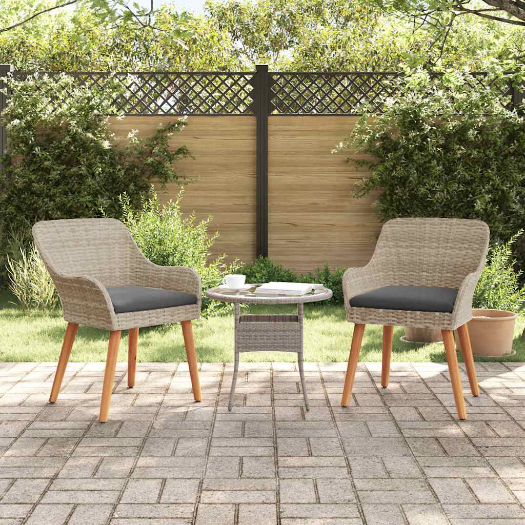 Tuinstoel 2 pcs Lichtgrijs 62,5 x 55 x 82 cm poly rattan is nu te koop bij PeponiXL, paradijselijk wonen!