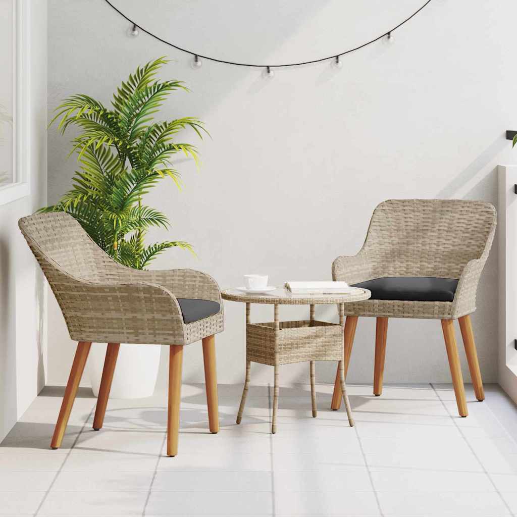 Tuinstoel 2 pcs Lichtgrijs 62,5 x 55 x 82 cm poly rattan is nu te koop bij PeponiXL, paradijselijk wonen!