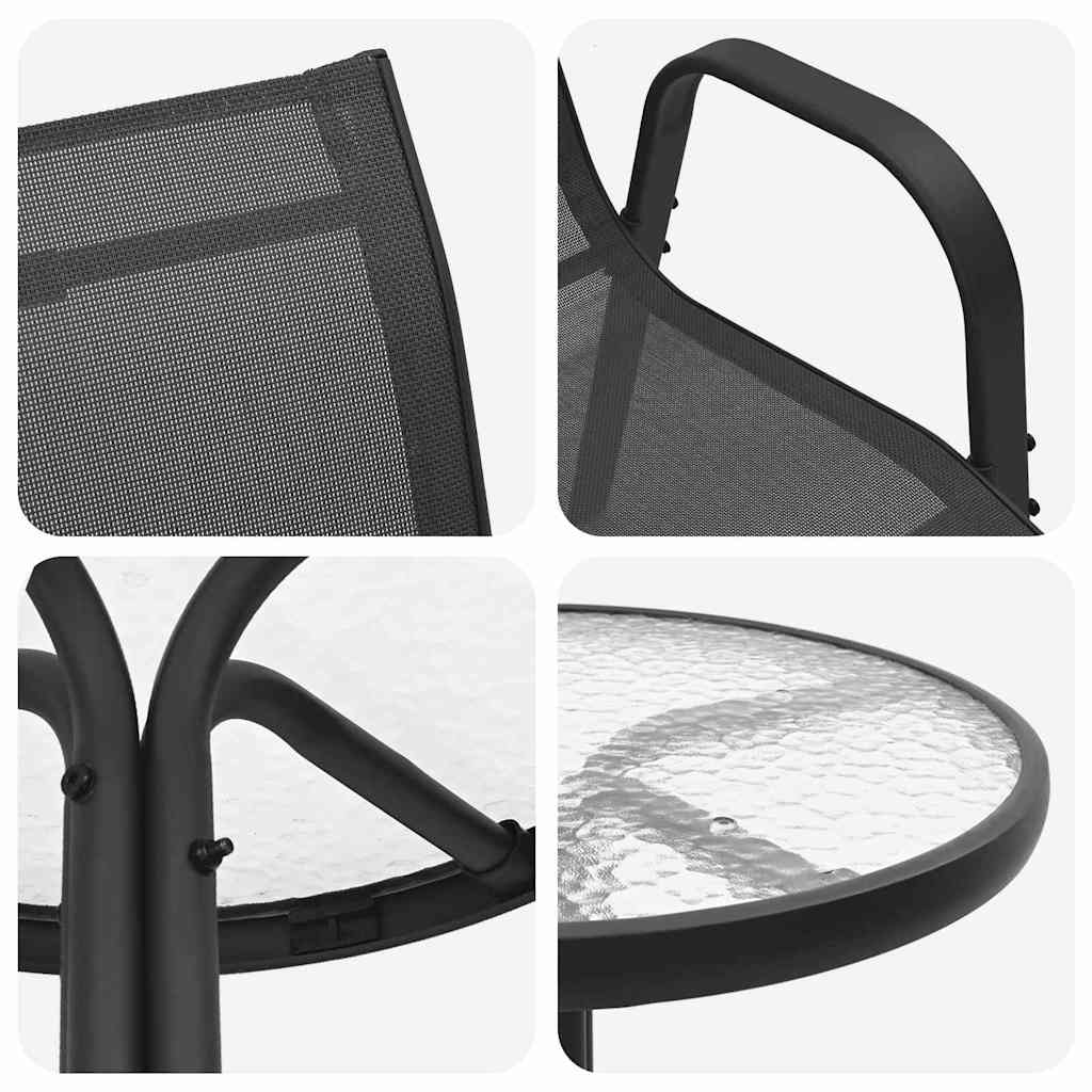 Tuin Bistro Set 3 pcs Zwart Staal is nu te koop bij PeponiXL, paradijselijk wonen!