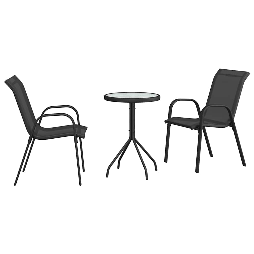 Tuin Bistro Set 3 pcs Zwart Staal is nu te koop bij PeponiXL, paradijselijk wonen!
