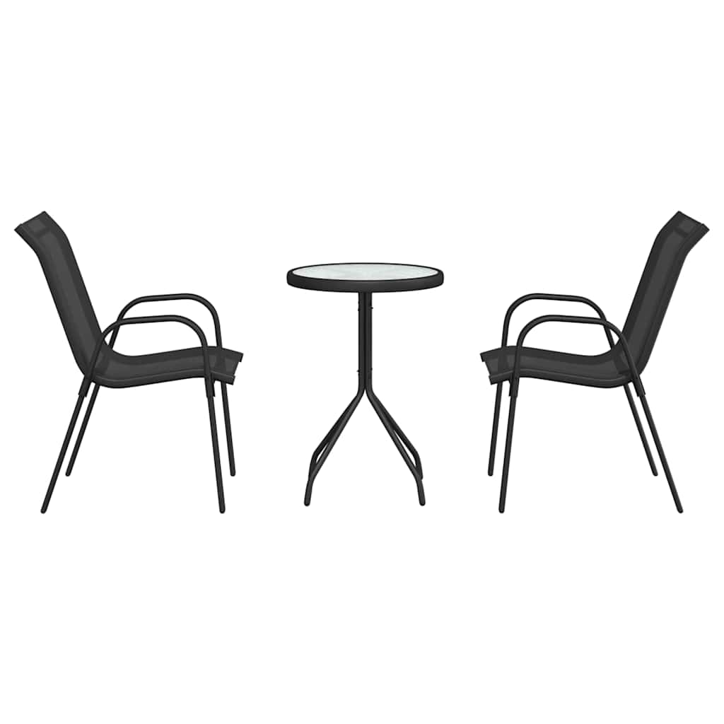 Tuin Bistro Set 3 pcs Zwart Staal is nu te koop bij PeponiXL, paradijselijk wonen!