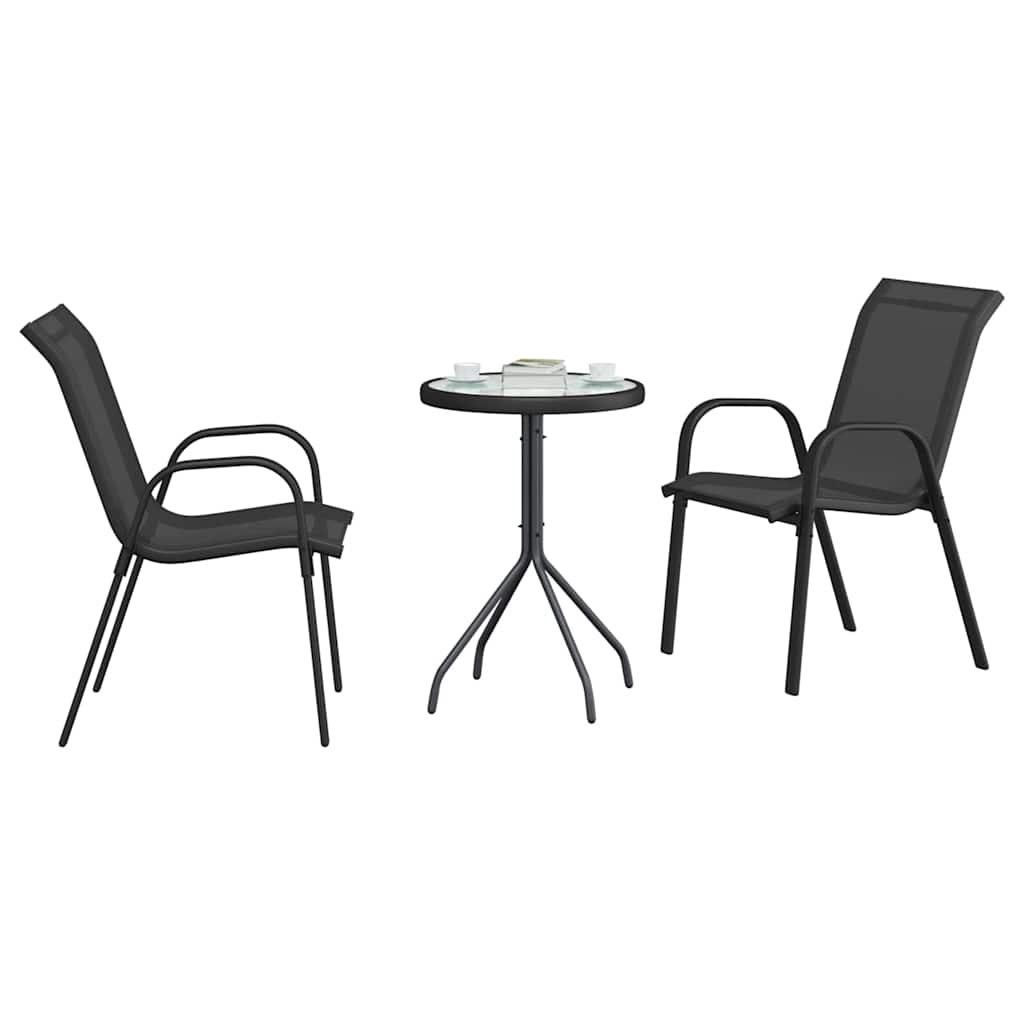 Tuin Bistro Set 3 pcs Zwart Staal is nu te koop bij PeponiXL, paradijselijk wonen!