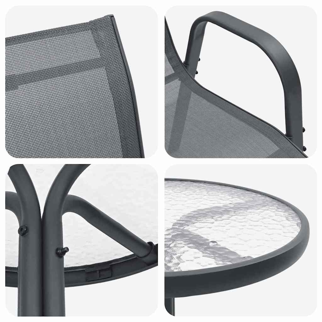 Tuin Bistro Set 3 pcs Grijs Staal is nu te koop bij PeponiXL, paradijselijk wonen!