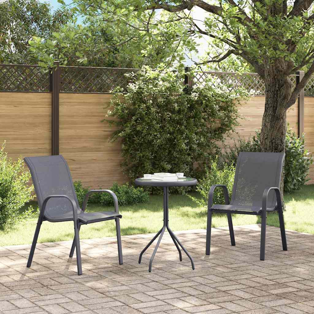 Tuin Bistro Set 3 pcs Grijs Staal is nu te koop bij PeponiXL, paradijselijk wonen!