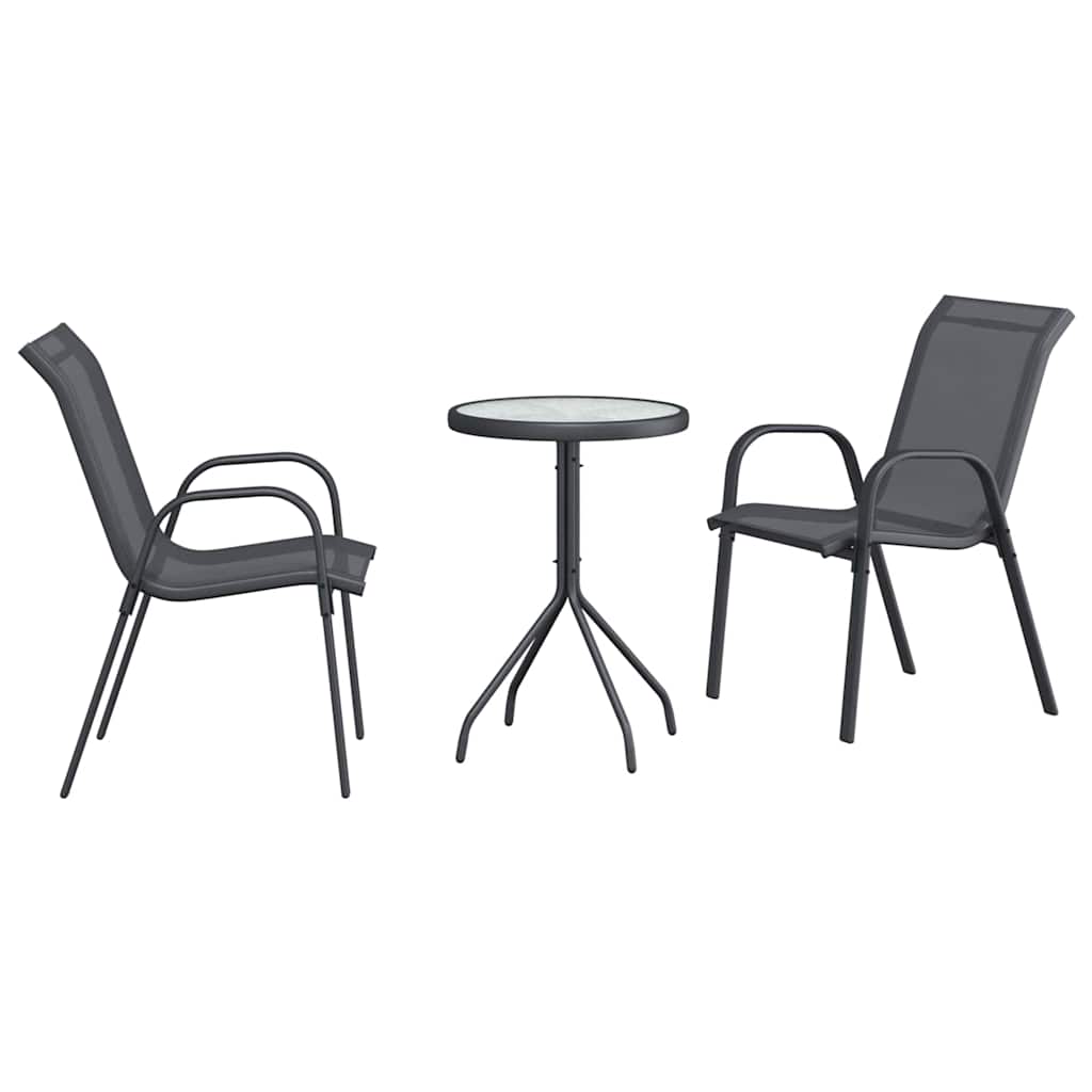 Tuin Bistro Set 3 pcs Grijs Staal is nu te koop bij PeponiXL, paradijselijk wonen!