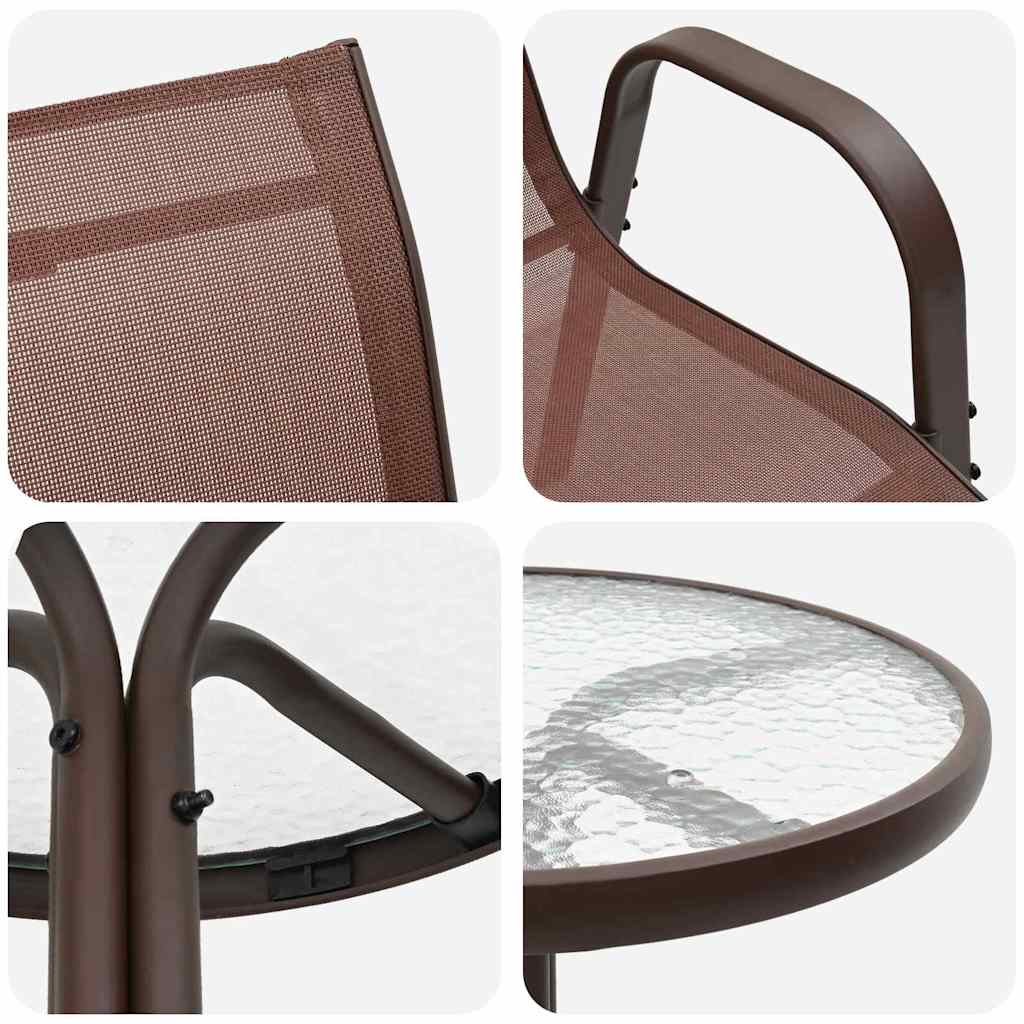 Tuin Bistro Set 3 pcs Bruin Staal is nu te koop bij PeponiXL, paradijselijk wonen!