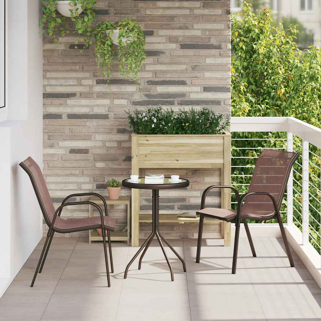 Tuin Bistro Set 3 pcs Bruin Staal is nu te koop bij PeponiXL, paradijselijk wonen!