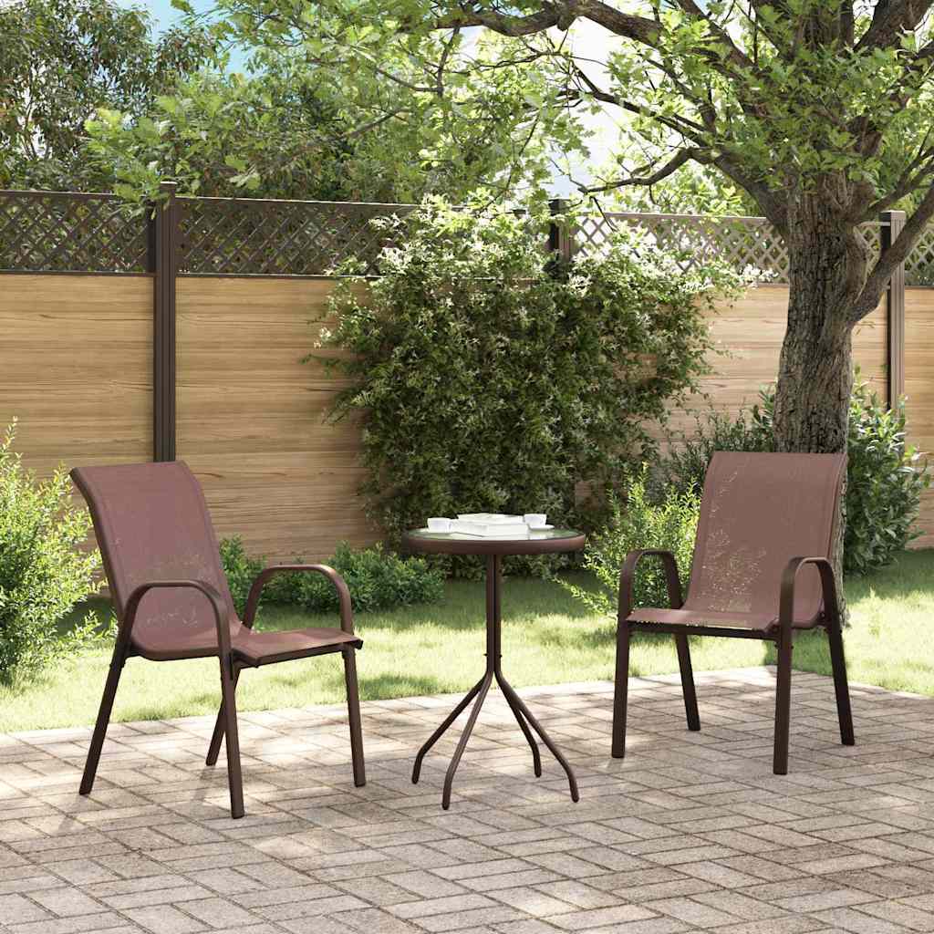 Tuin Bistro Set 3 pcs Bruin Staal is nu te koop bij PeponiXL, paradijselijk wonen!