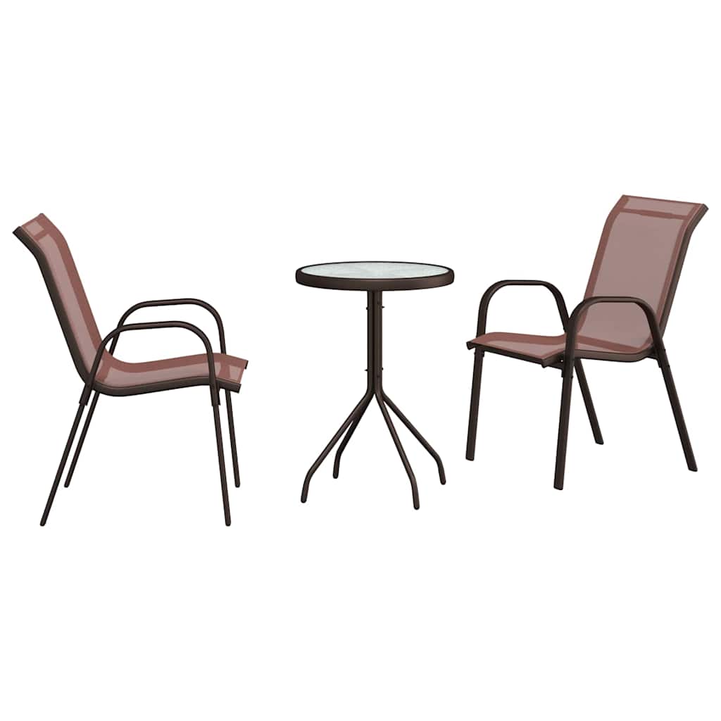 Tuin Bistro Set 3 pcs Bruin Staal is nu te koop bij PeponiXL, paradijselijk wonen!