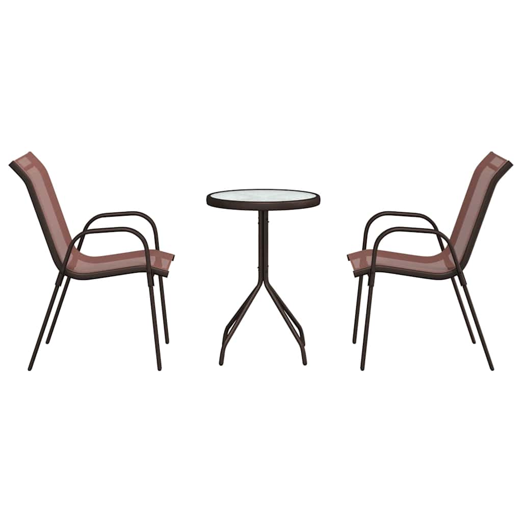 Tuin Bistro Set 3 pcs Bruin Staal is nu te koop bij PeponiXL, paradijselijk wonen!