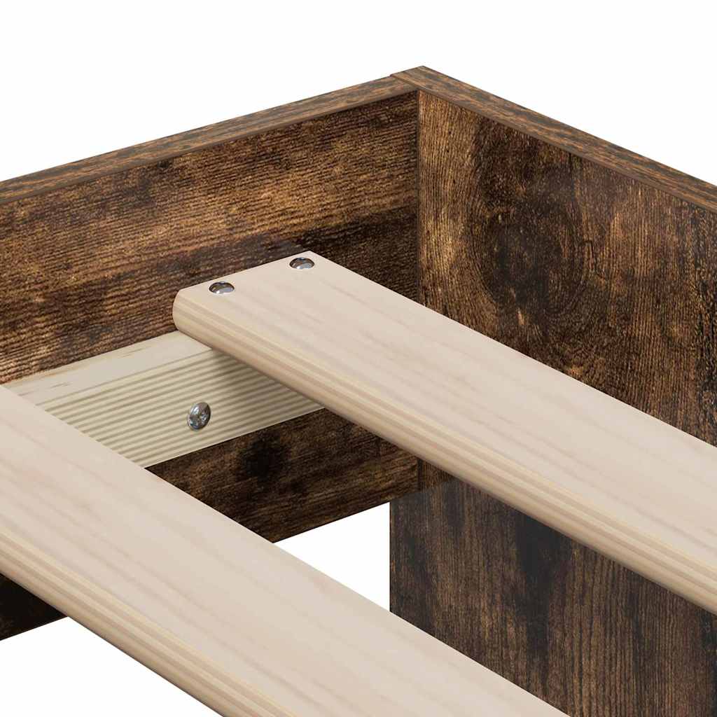 Bedframe met lade Gerookt eiken 100 x 200 cm Bewerkt hout is nu te koop bij PeponiXL, paradijselijk wonen!