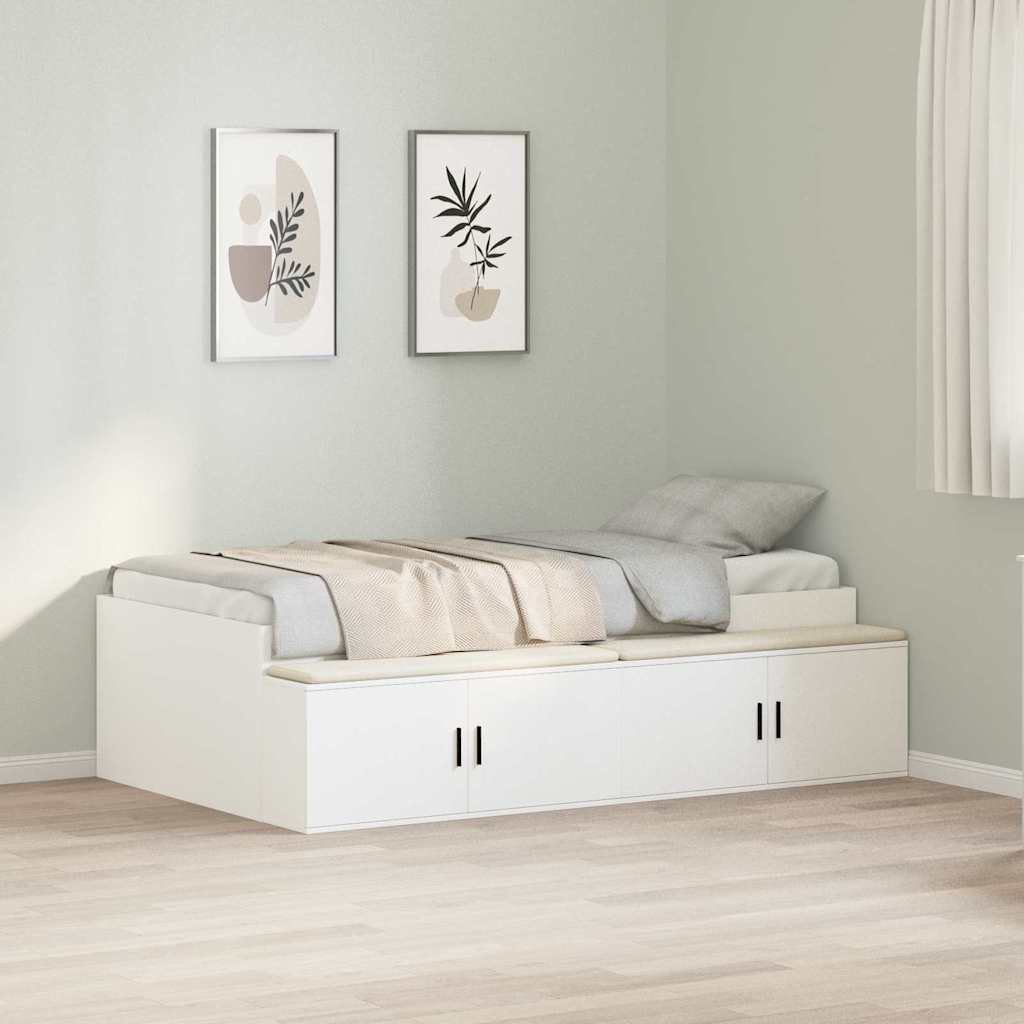 Bedframe met lade met opslag Wit 90 x 200 cm Bewerkt hout is nu te koop bij PeponiXL, paradijselijk wonen!