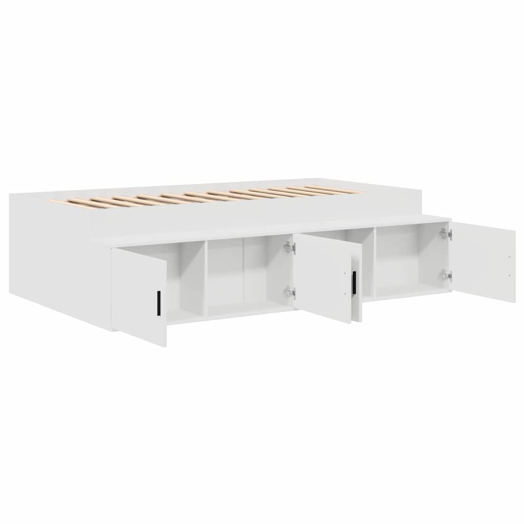 Bedframe met lade met opslag Wit 90 x 200 cm Bewerkt hout is nu te koop bij PeponiXL, paradijselijk wonen!