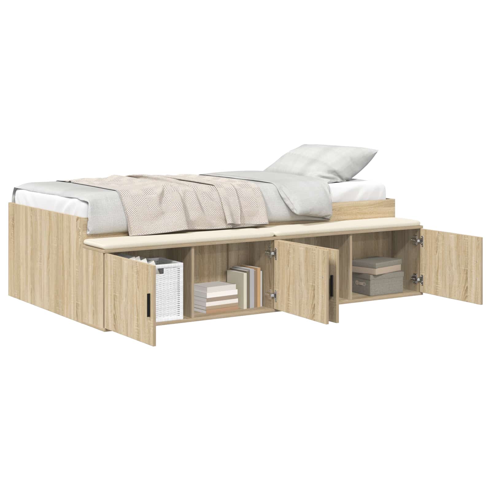 Bedframe met lade Sonoma Eiken 90 x 200 cm Bewerkt hout is nu te koop bij PeponiXL, paradijselijk wonen!