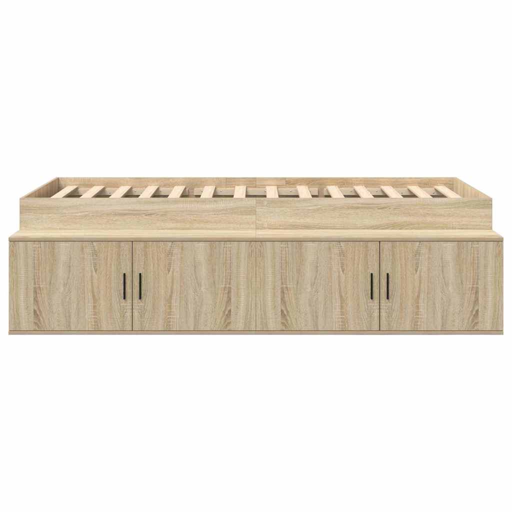 Bedframe met lade Sonoma Eiken 90 x 200 cm Bewerkt hout is nu te koop bij PeponiXL, paradijselijk wonen!