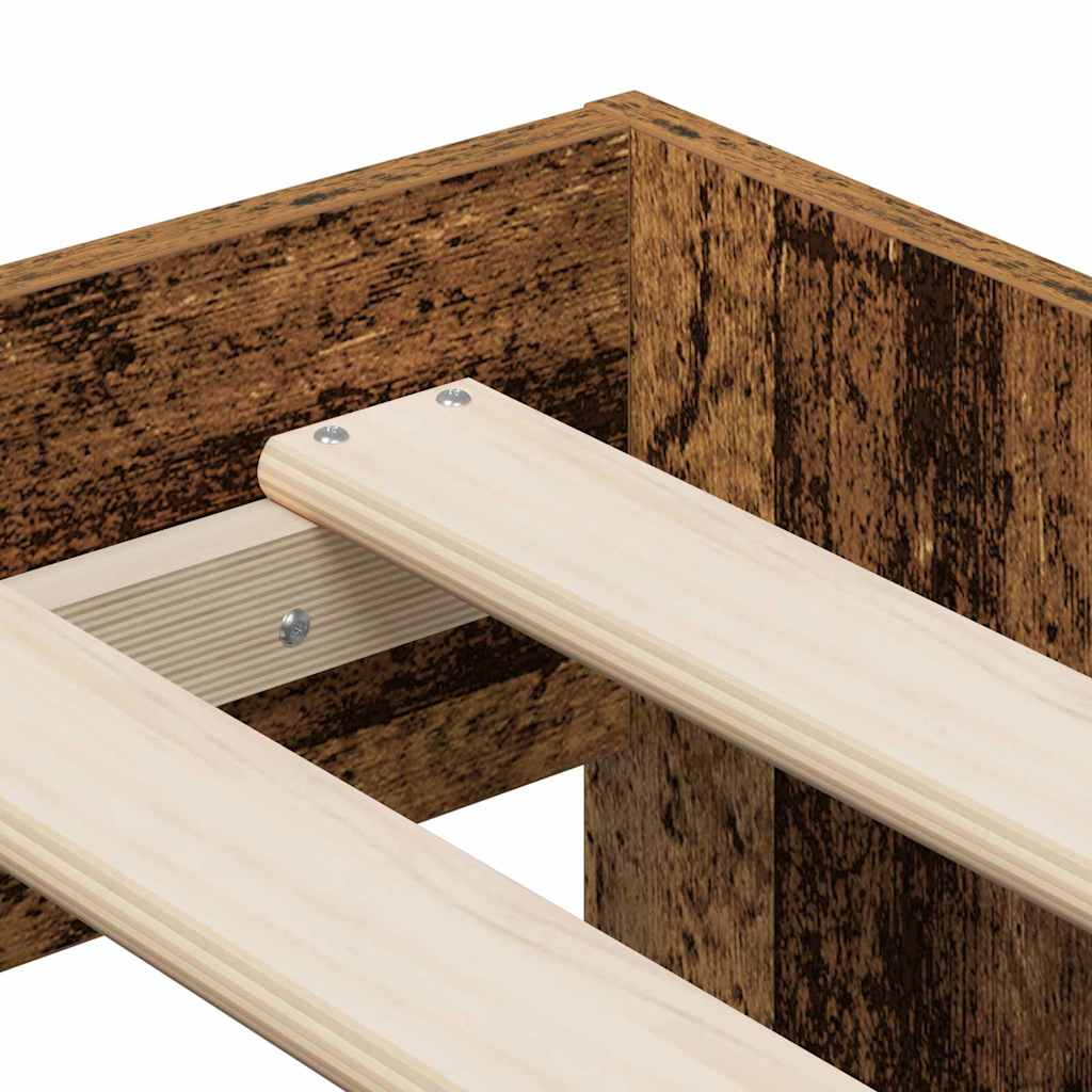 Bedframe met lade met opslag Oud Hout 90 x 200 cm Bewerkt hout is nu te koop bij PeponiXL, paradijselijk wonen!