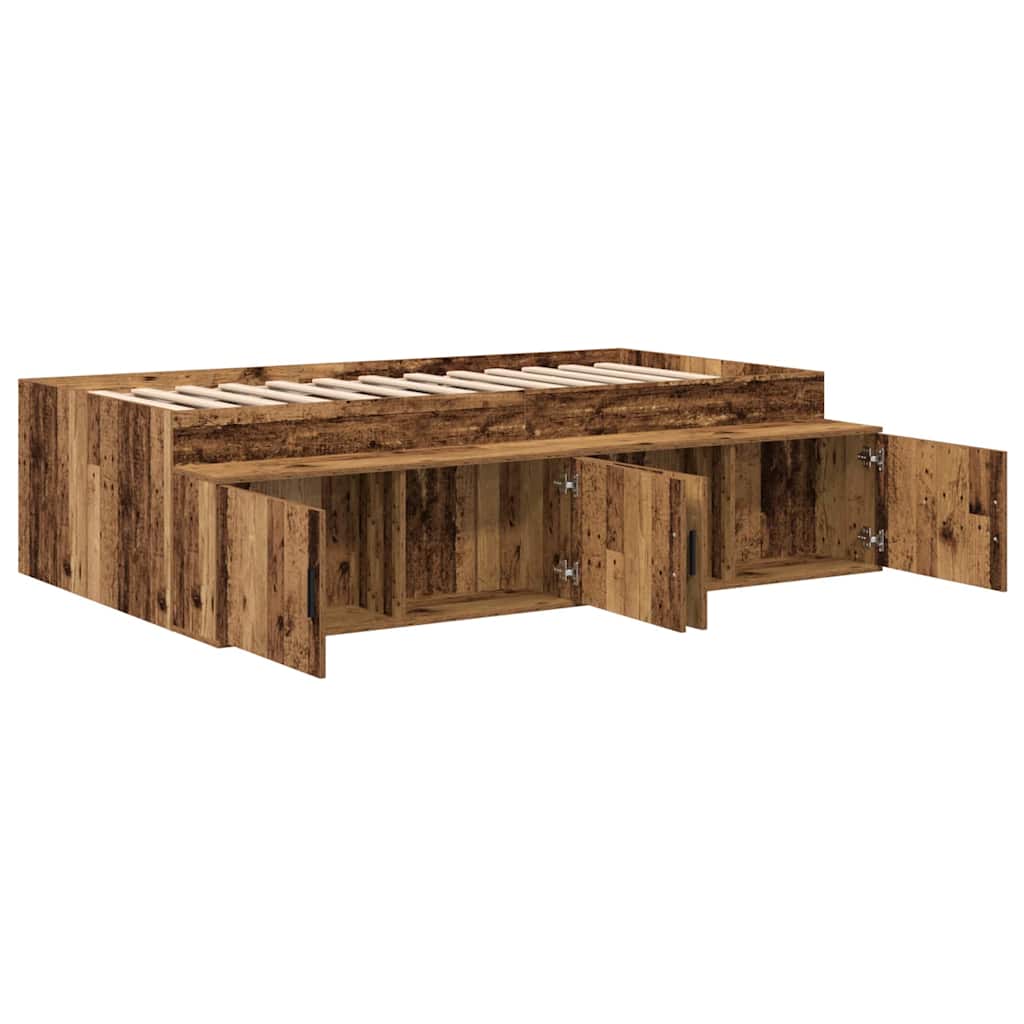 Bedframe met lade met opslag Oud Hout 90 x 200 cm Bewerkt hout is nu te koop bij PeponiXL, paradijselijk wonen!