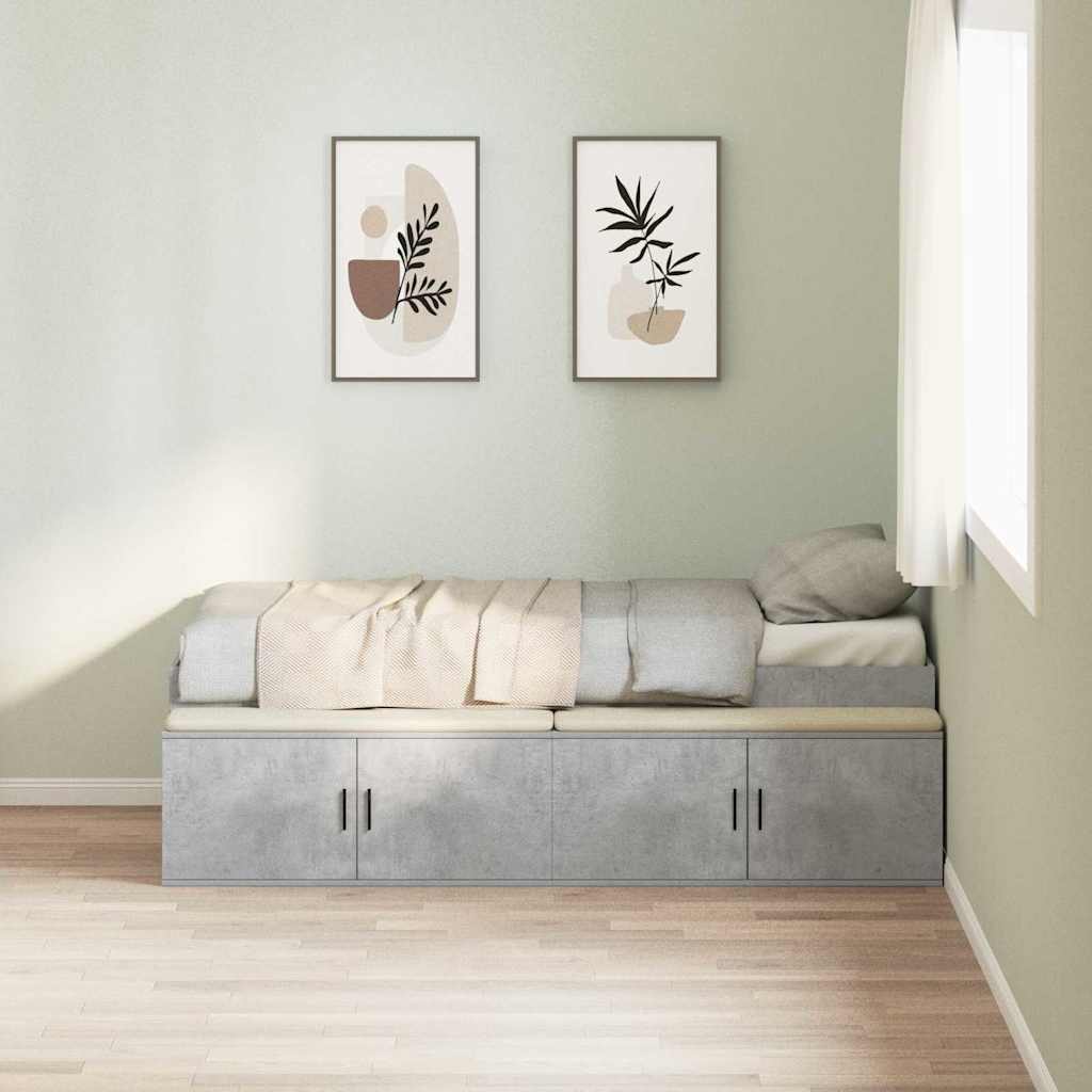 Bedframe met lade Beton Grijs 80 x 200 cm Bewerkt hout is nu te koop bij PeponiXL, paradijselijk wonen!