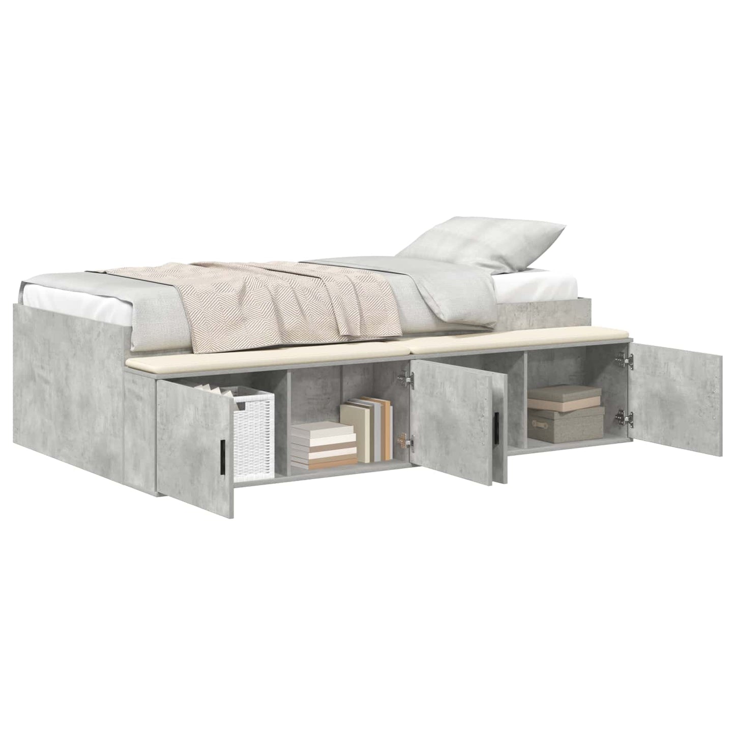 Bedframe met lade Beton Grijs 80 x 200 cm Bewerkt hout is nu te koop bij PeponiXL, paradijselijk wonen!