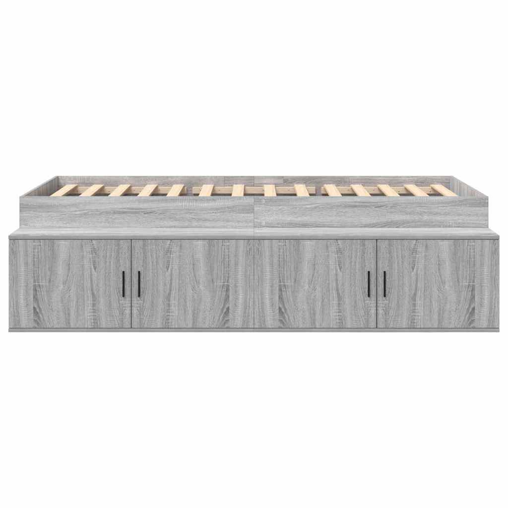 Bedframe met lade Grijs Sonoma 80 x 200 cm Bewerkt hout is nu te koop bij PeponiXL, paradijselijk wonen!