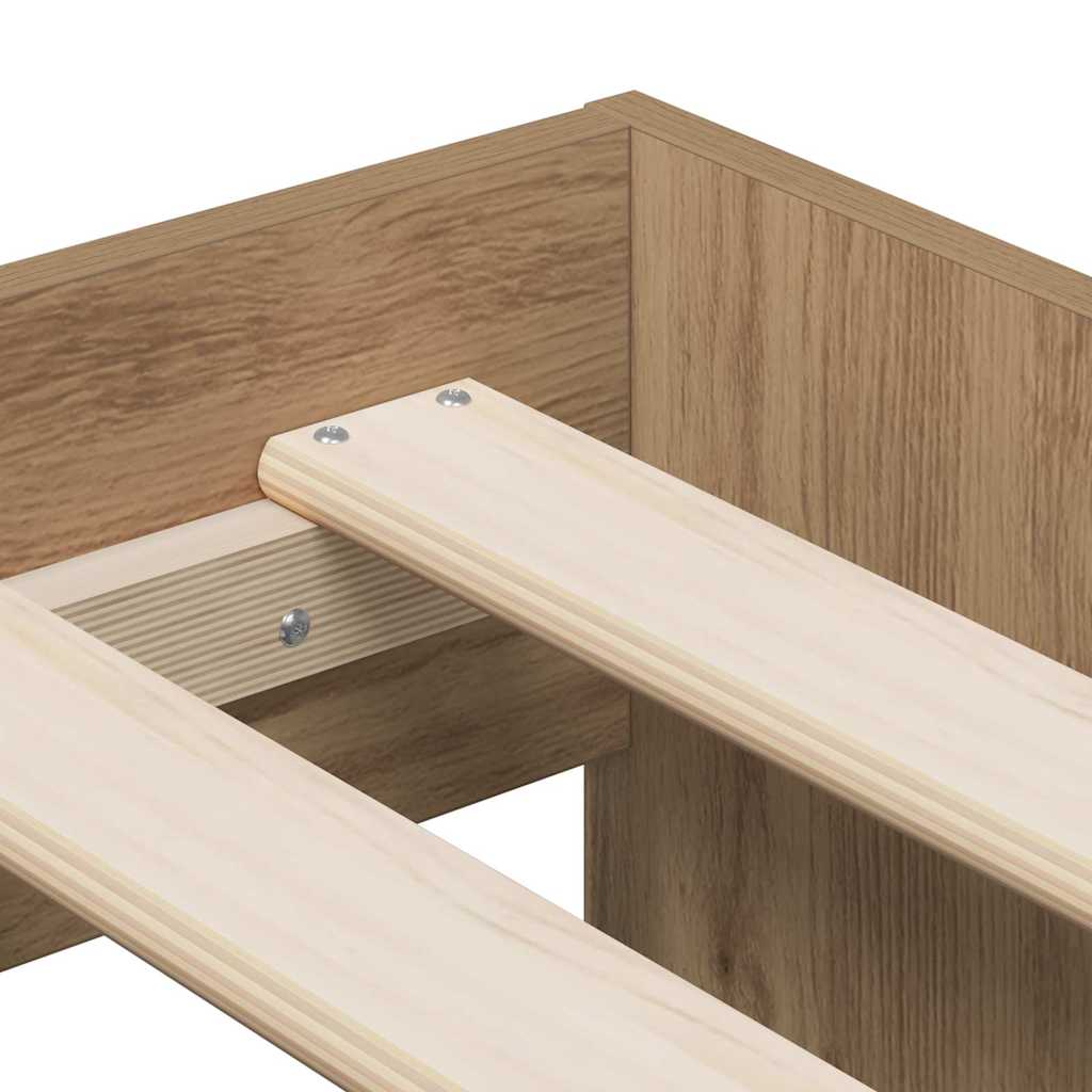 Bedframe met lade Artisan Eiken 80 x 200 cm Bewerkt hout is nu te koop bij PeponiXL, paradijselijk wonen!
