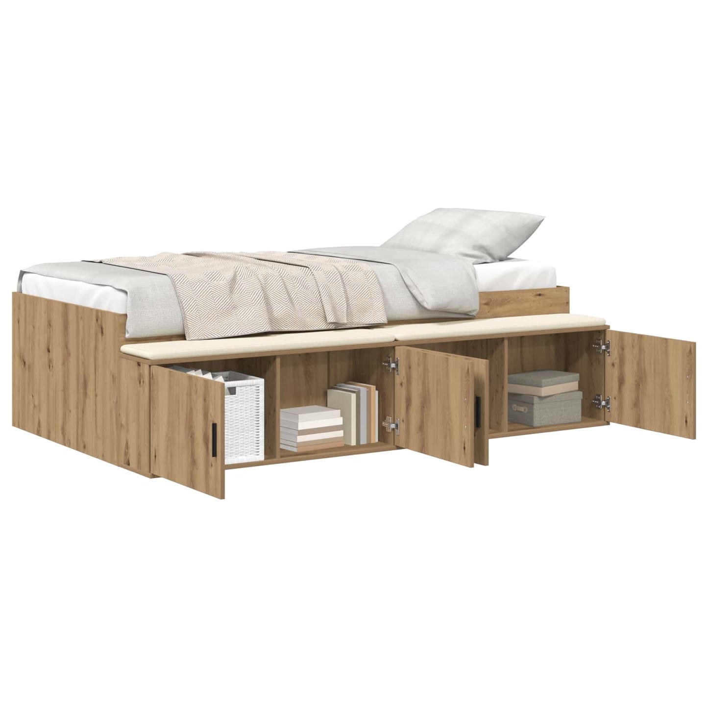 Bedframe met lade Artisan Eiken 80 x 200 cm Bewerkt hout is nu te koop bij PeponiXL, paradijselijk wonen!