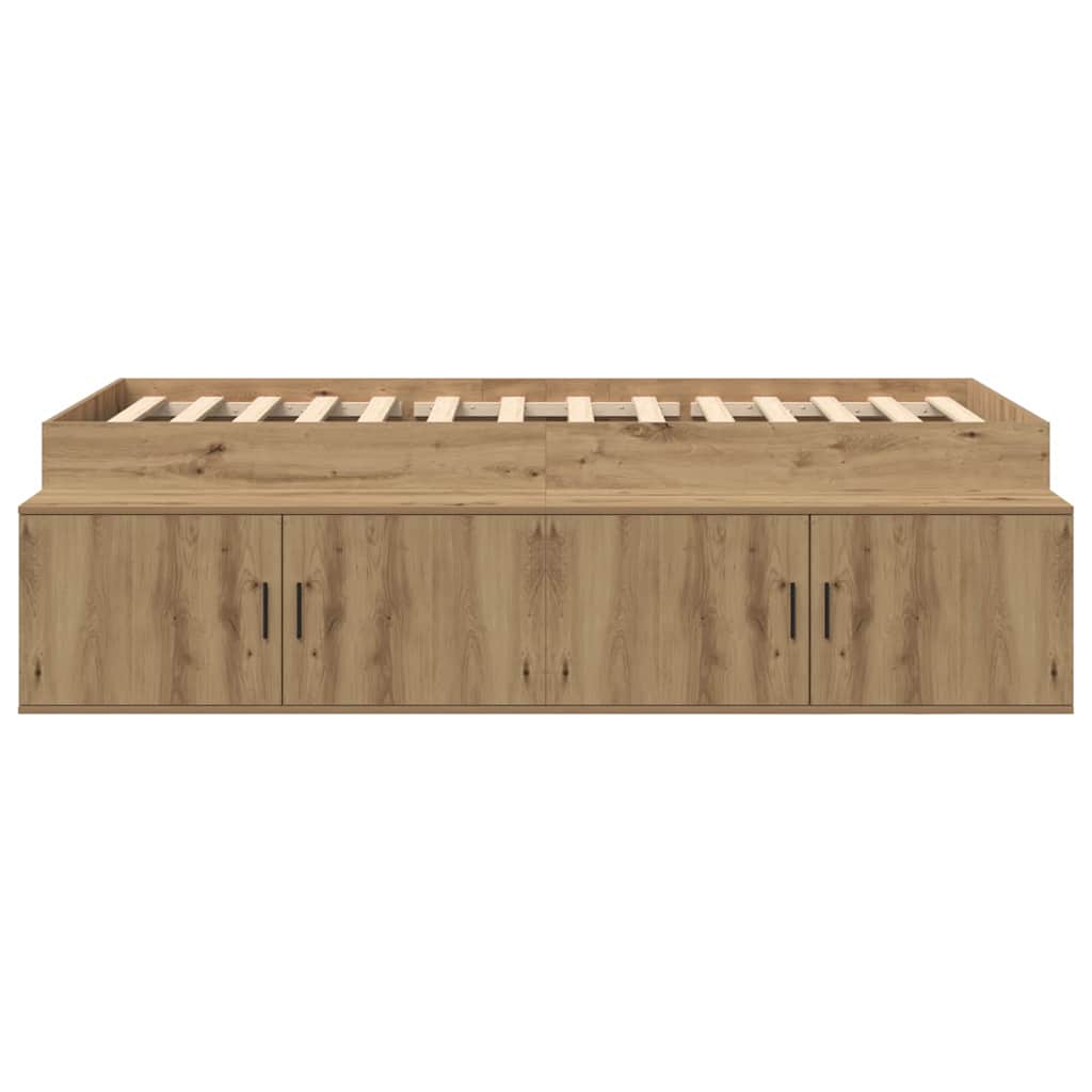 Bedframe met lade Artisan Eiken 80 x 200 cm Bewerkt hout is nu te koop bij PeponiXL, paradijselijk wonen!