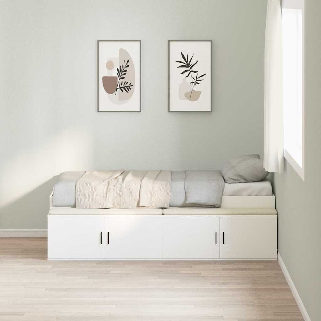 Bedframe met lade met opslag Wit 90 x 190 cm Bewerkt hout is nu te koop bij PeponiXL, paradijselijk wonen!