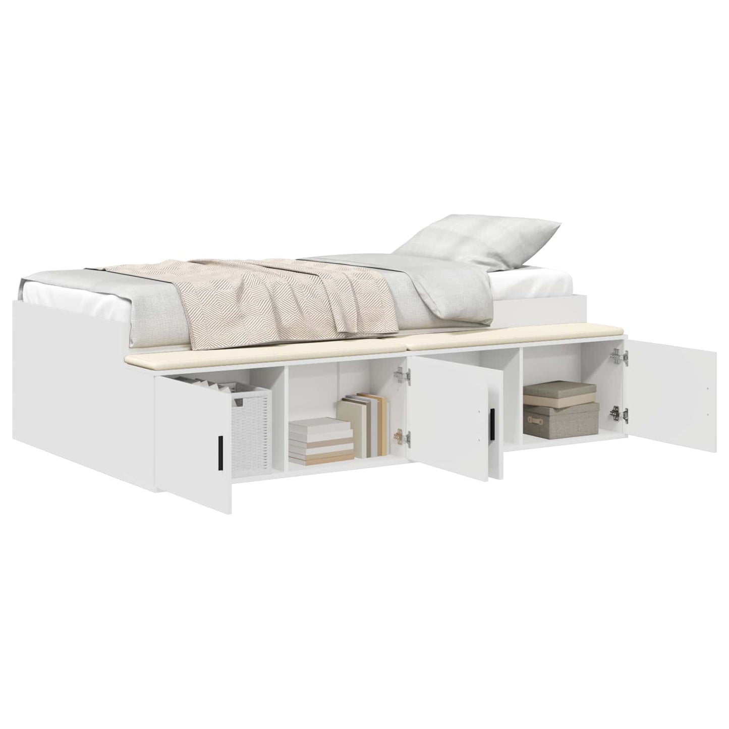 Bedframe met lade met opslag Wit 90 x 190 cm Bewerkt hout is nu te koop bij PeponiXL, paradijselijk wonen!