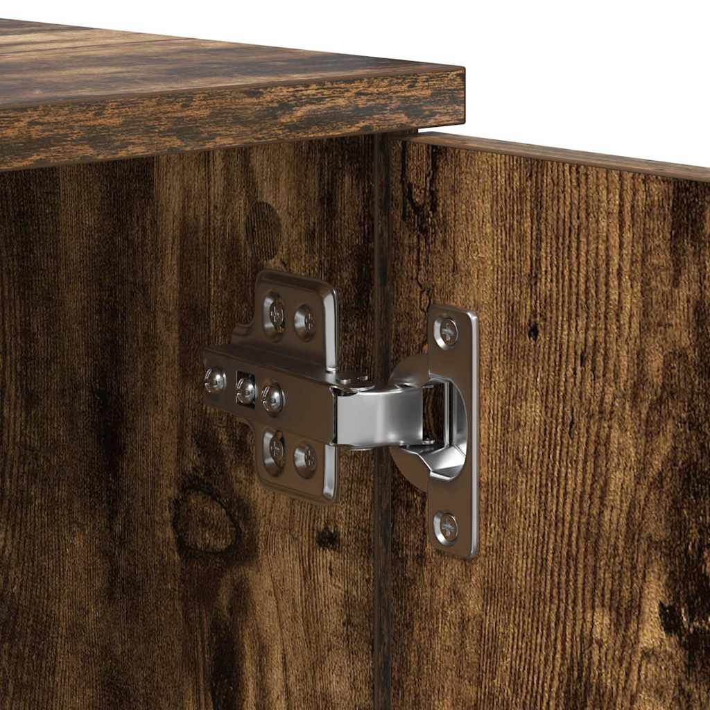 Bedframe met lade Gerookt eiken 90 x 190 cm Bewerkt hout is nu te koop bij PeponiXL, paradijselijk wonen!