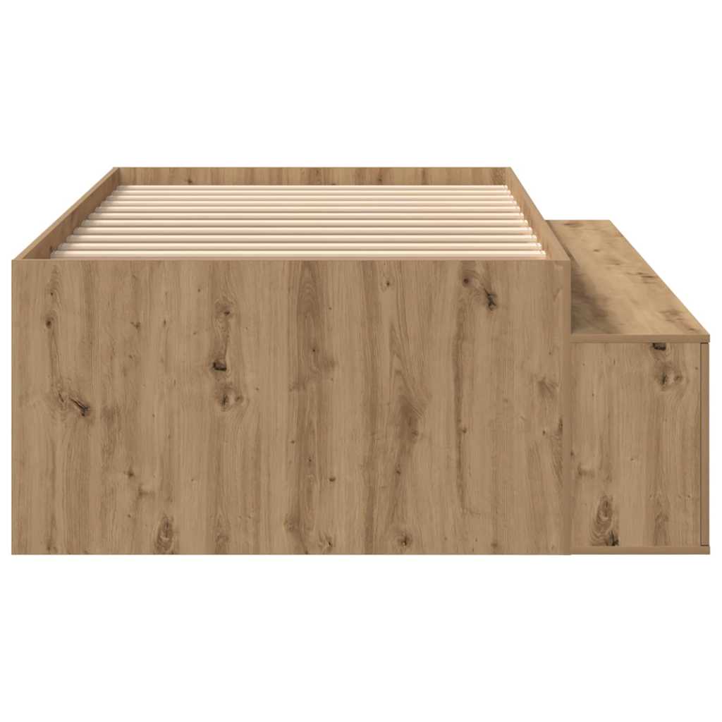 Bedframe met lade Artisan Eiken 90 x 190 cm Bewerkt hout is nu te koop bij PeponiXL, paradijselijk wonen!