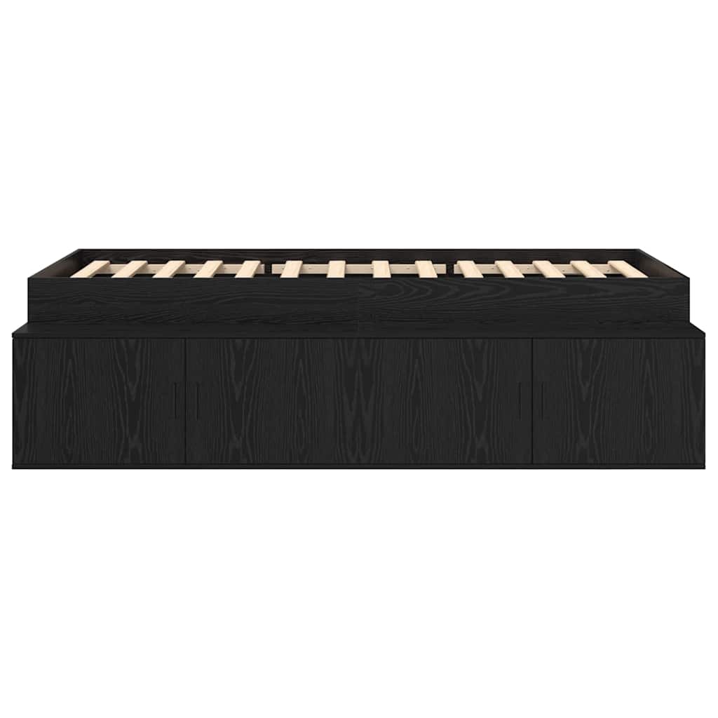 Bedframe met lade Zwart Eiken 70 x 190 cm Bewerkt hout is nu te koop bij PeponiXL, paradijselijk wonen!