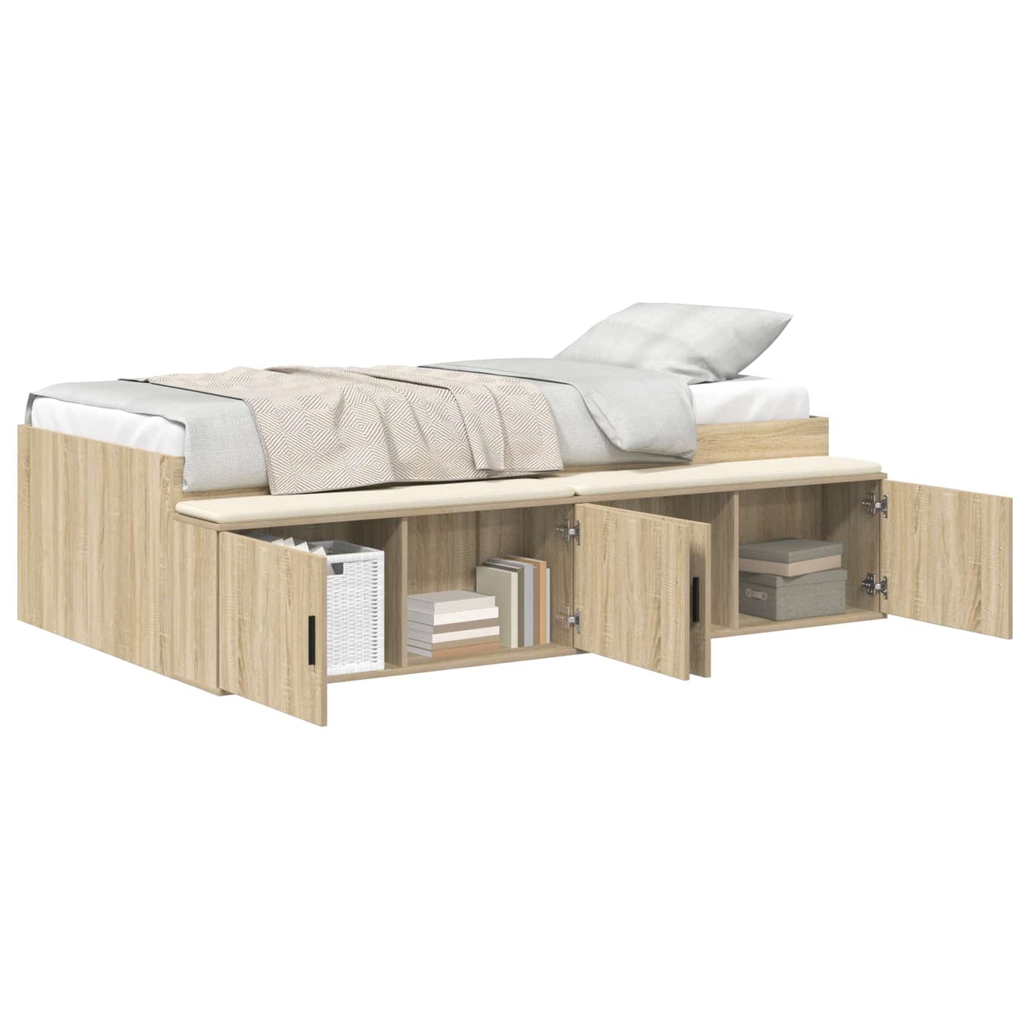 Bedframe met lade Sonoma Eiken 70 x 190 cm Bewerkt hout is nu te koop bij PeponiXL, paradijselijk wonen!