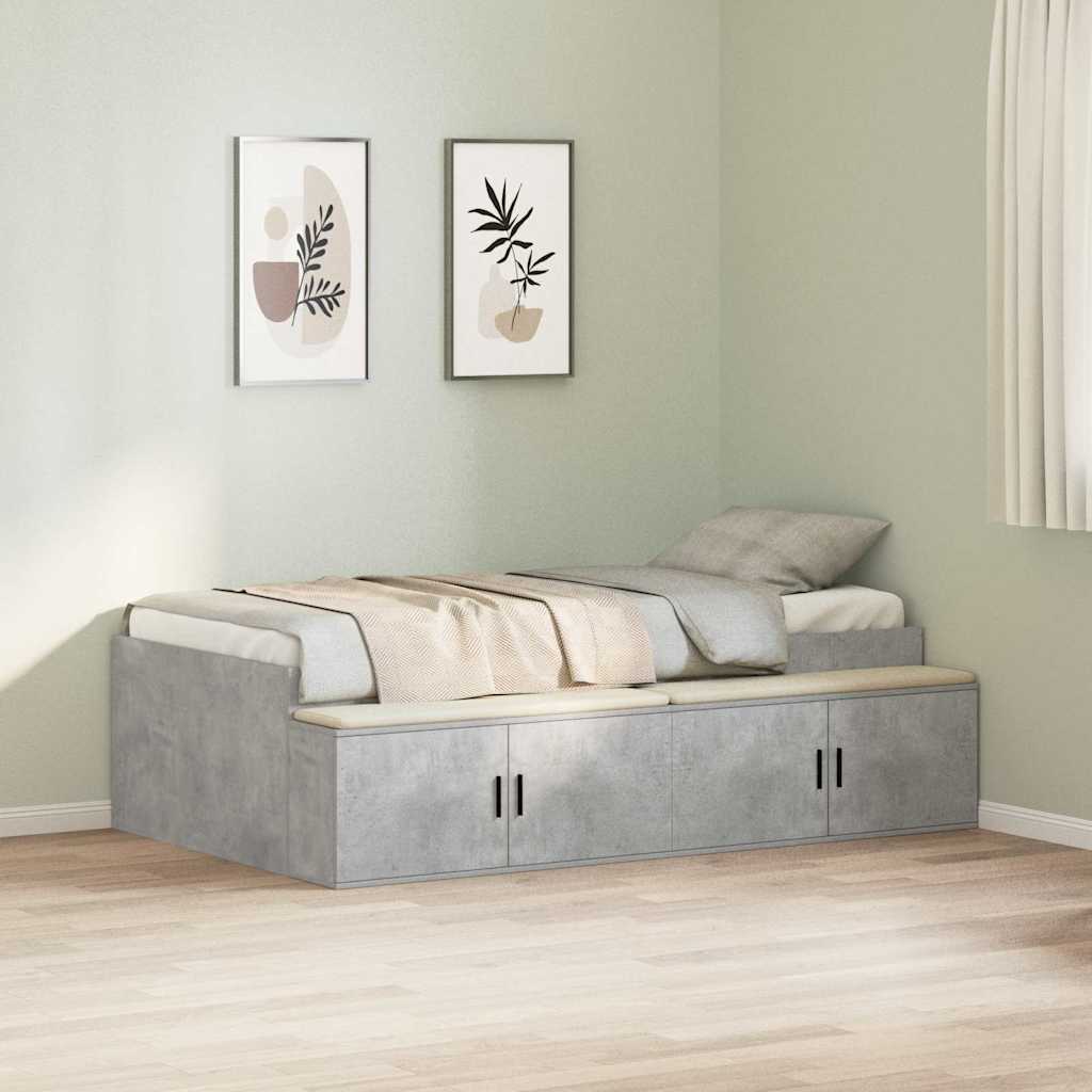 Bedframe met lade Beton Grijs 70 x 190 cm Bewerkt hout is nu te koop bij PeponiXL, paradijselijk wonen!
