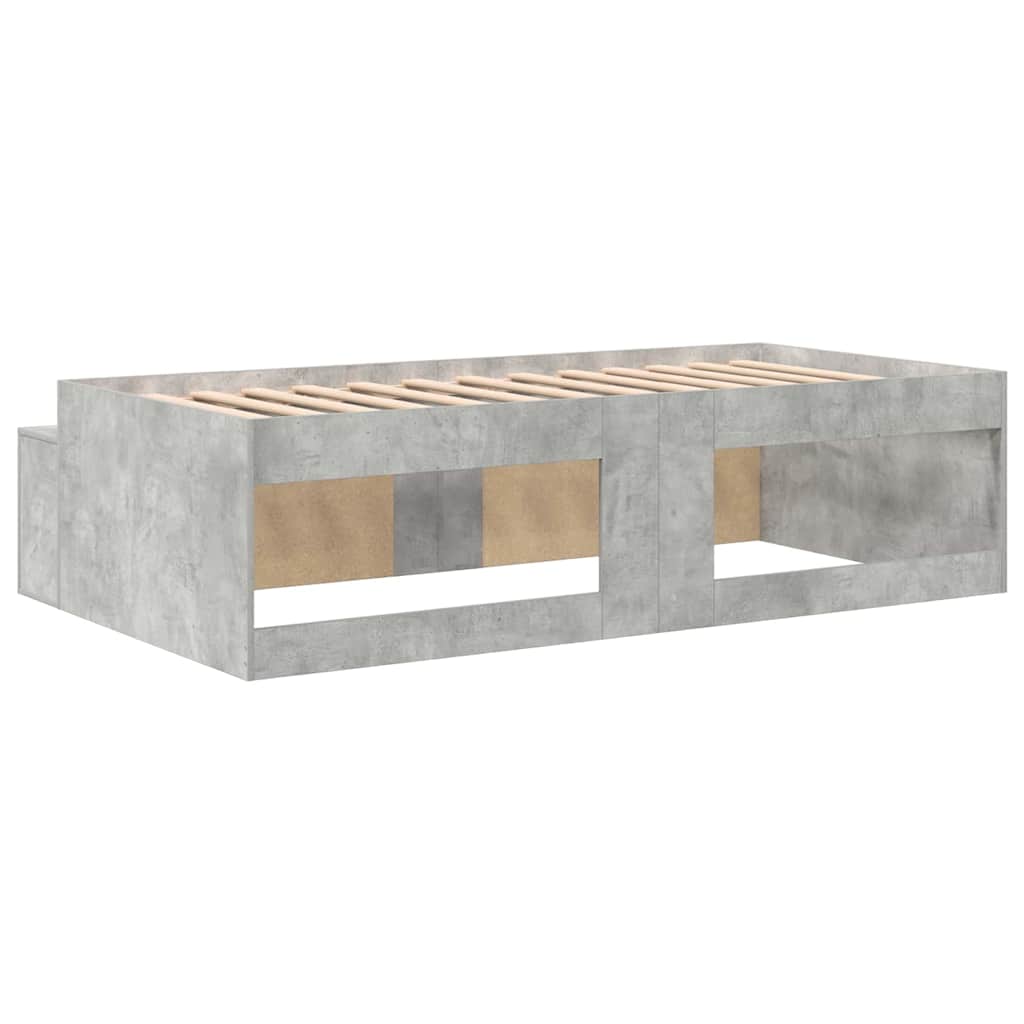 Bedframe met lade Beton Grijs 70 x 190 cm Bewerkt hout is nu te koop bij PeponiXL, paradijselijk wonen!