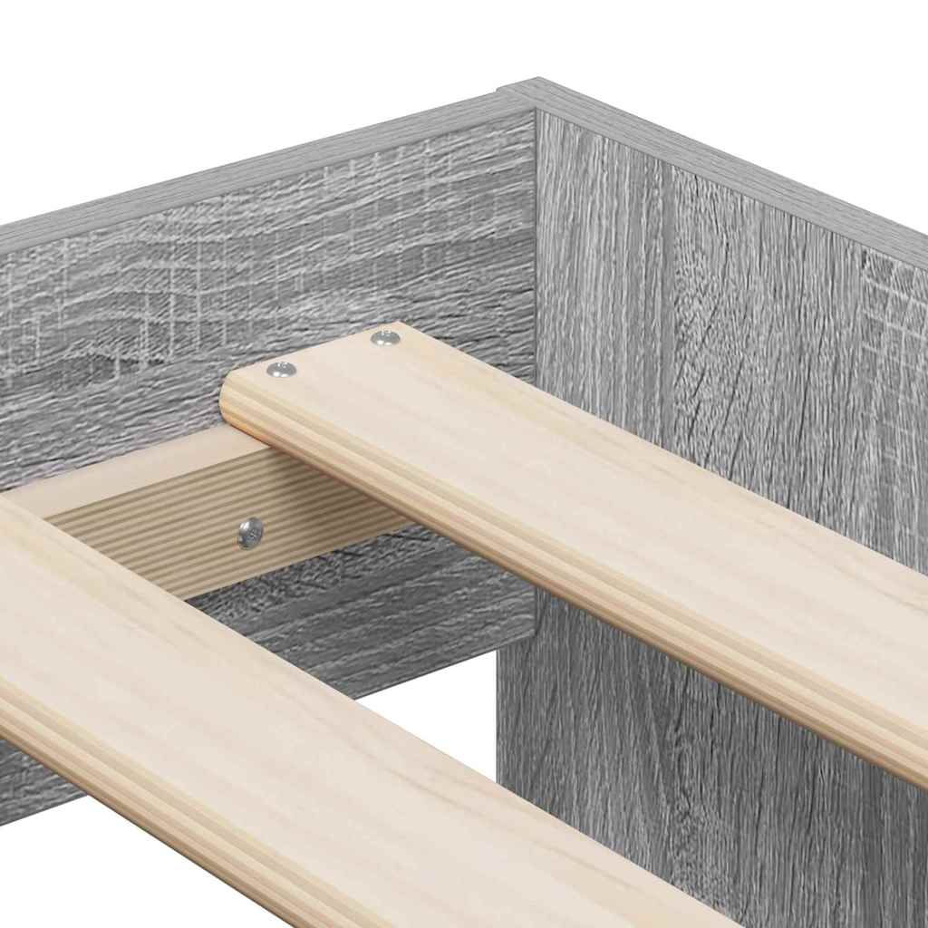 Bedframe met lade Grijs Sonoma 70 x 190 cm Bewerkt hout is nu te koop bij PeponiXL, paradijselijk wonen!