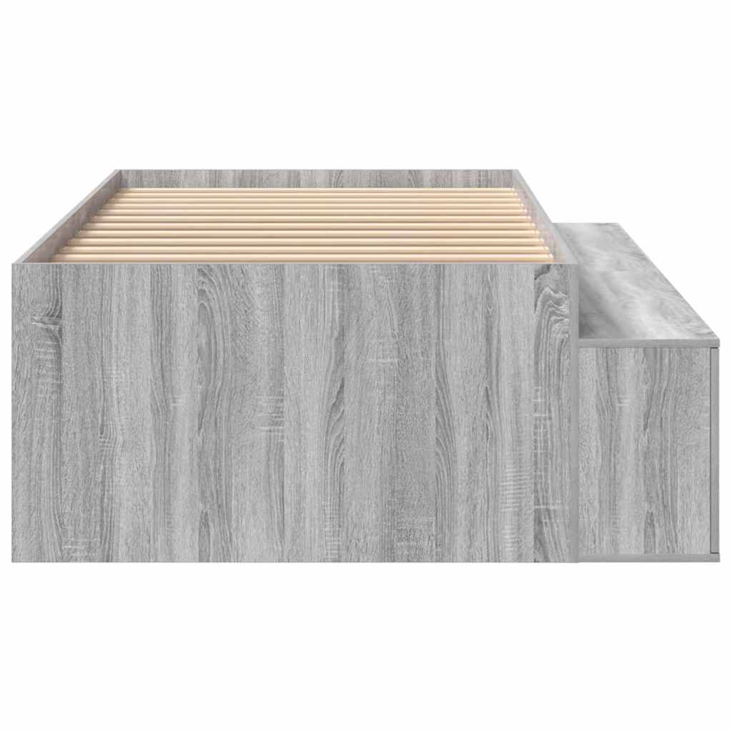 Bedframe met lade Grijs Sonoma 70 x 190 cm Bewerkt hout is nu te koop bij PeponiXL, paradijselijk wonen!