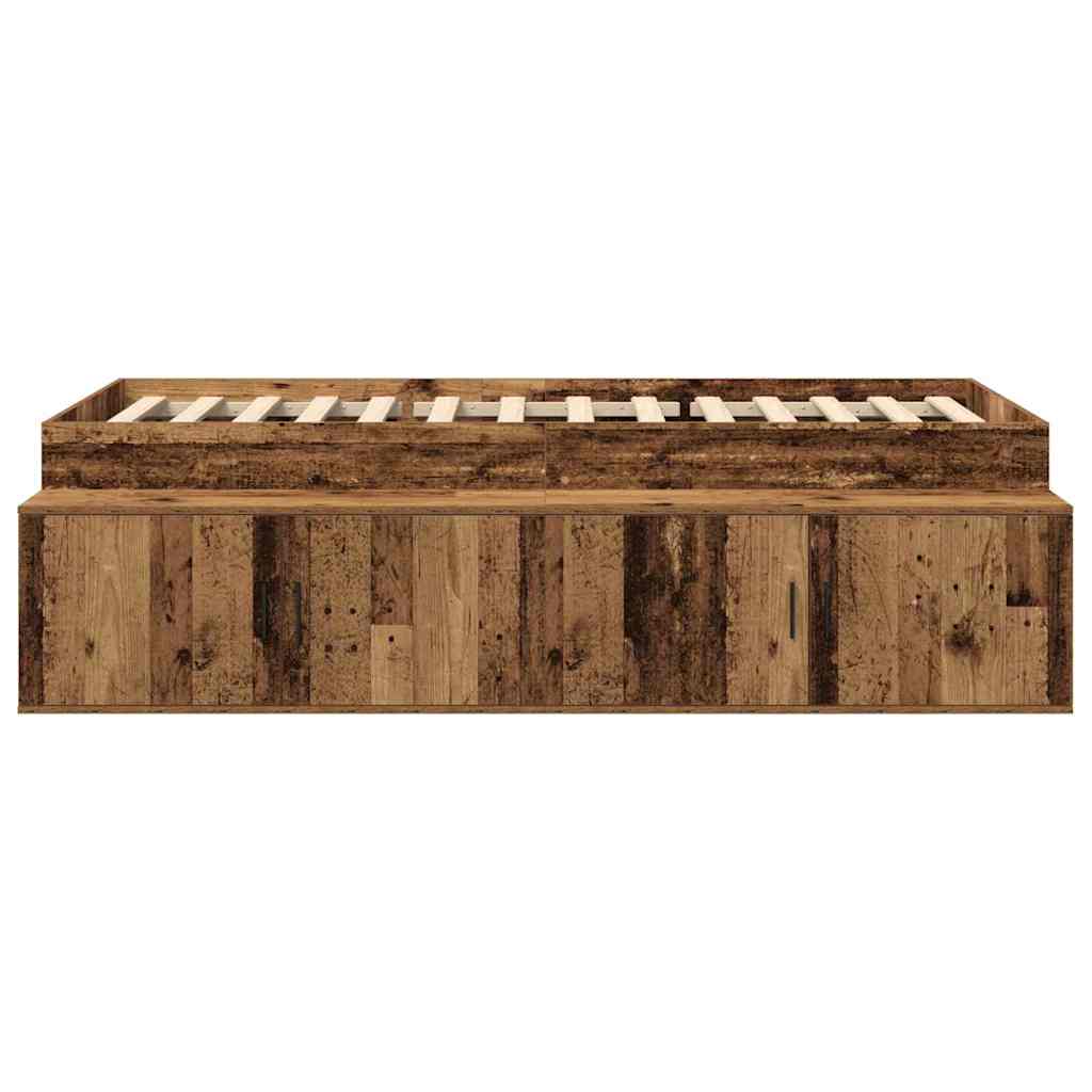 Bedframe met lade met opslag Oud Hout 70 x 190 cm Bewerkt hout is nu te koop bij PeponiXL, paradijselijk wonen!