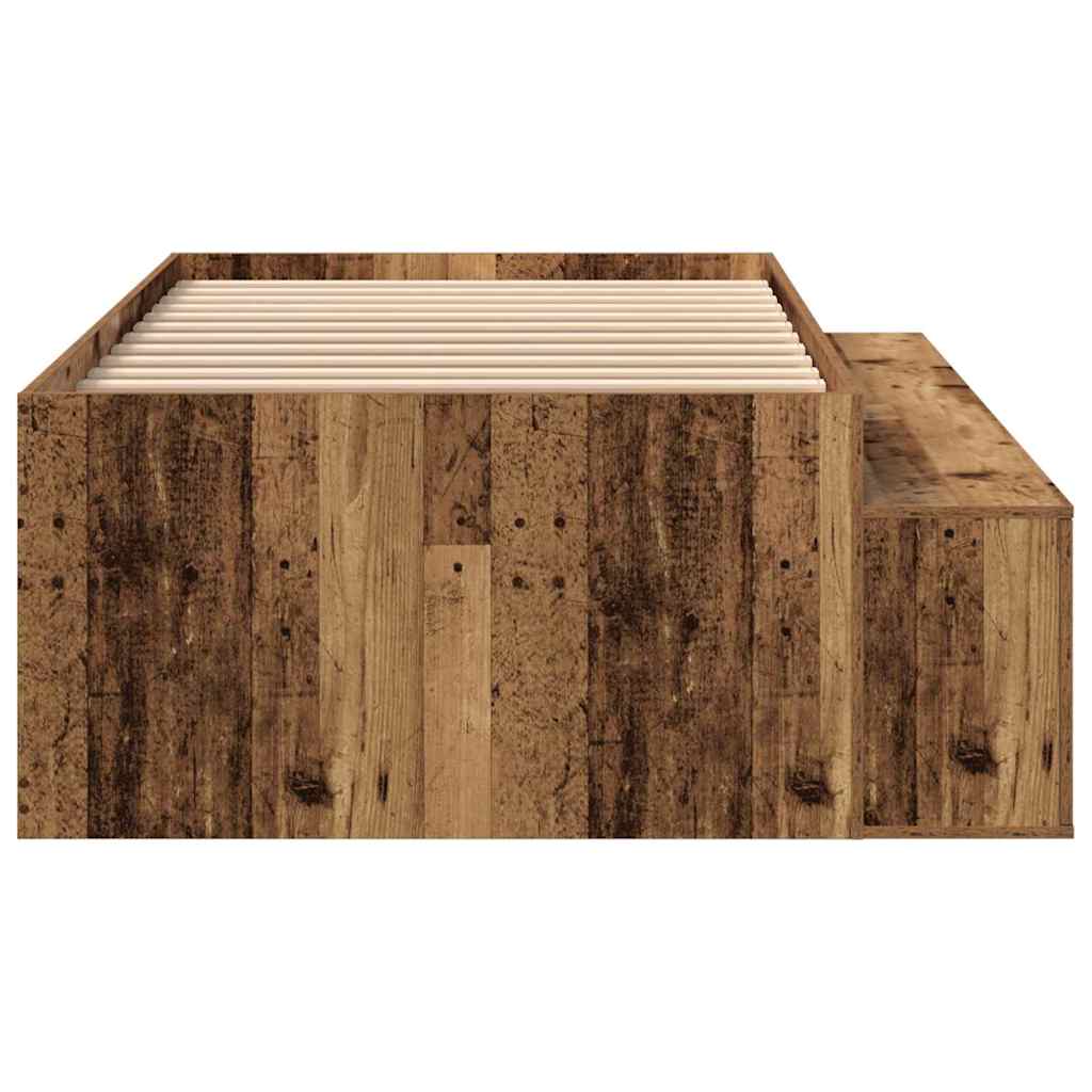 Bedframe met lade met opslag Oud Hout 70 x 190 cm Bewerkt hout is nu te koop bij PeponiXL, paradijselijk wonen!