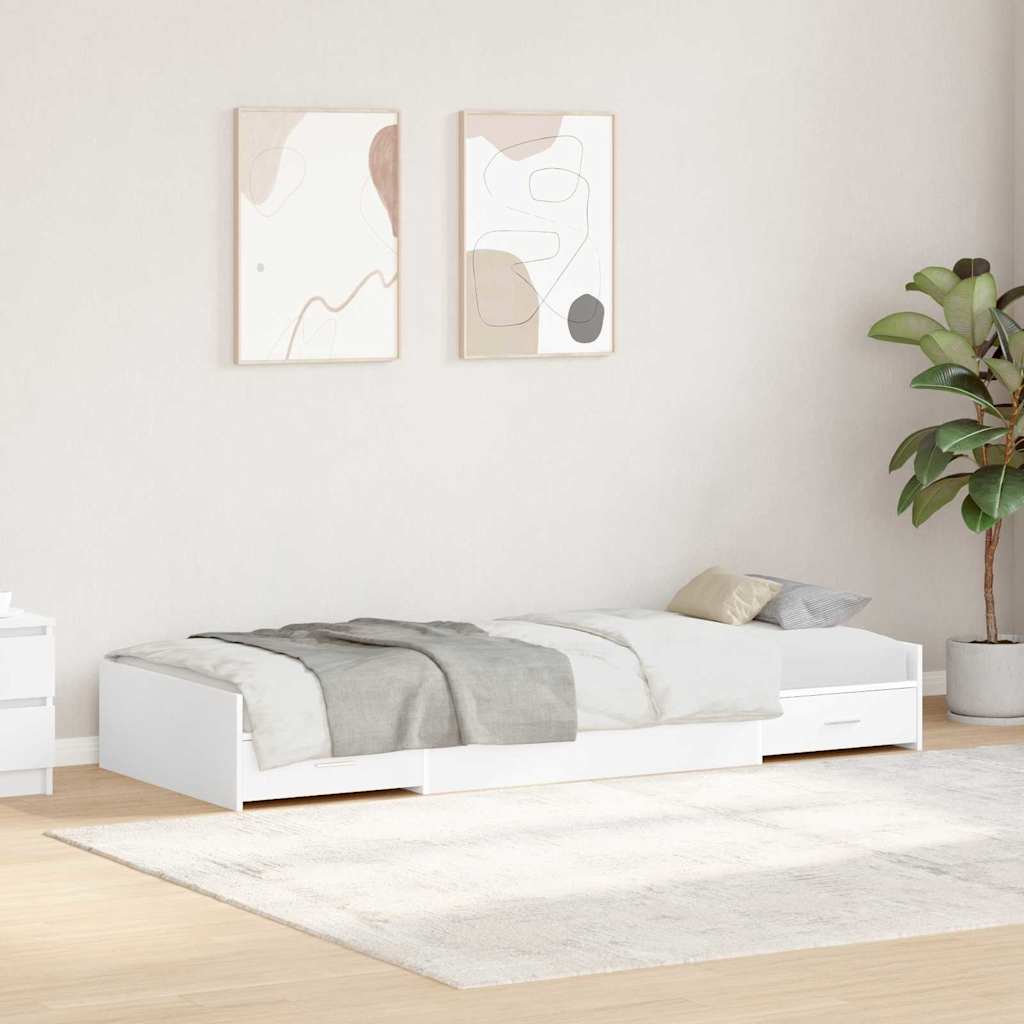 Bedframe met hoofdeinde met lade Wit 98.5 x 200 cm Bewerkt hout is nu te koop bij PeponiXL, paradijselijk wonen!