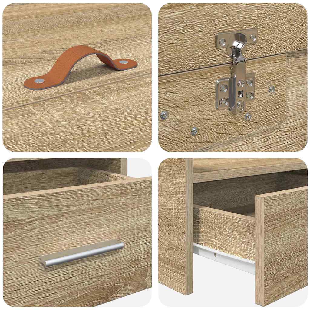 Bedframe met hoofdeinde Sonoma Eiken 100 x 200 cm Bewerkt hout is nu te koop bij PeponiXL, paradijselijk wonen!