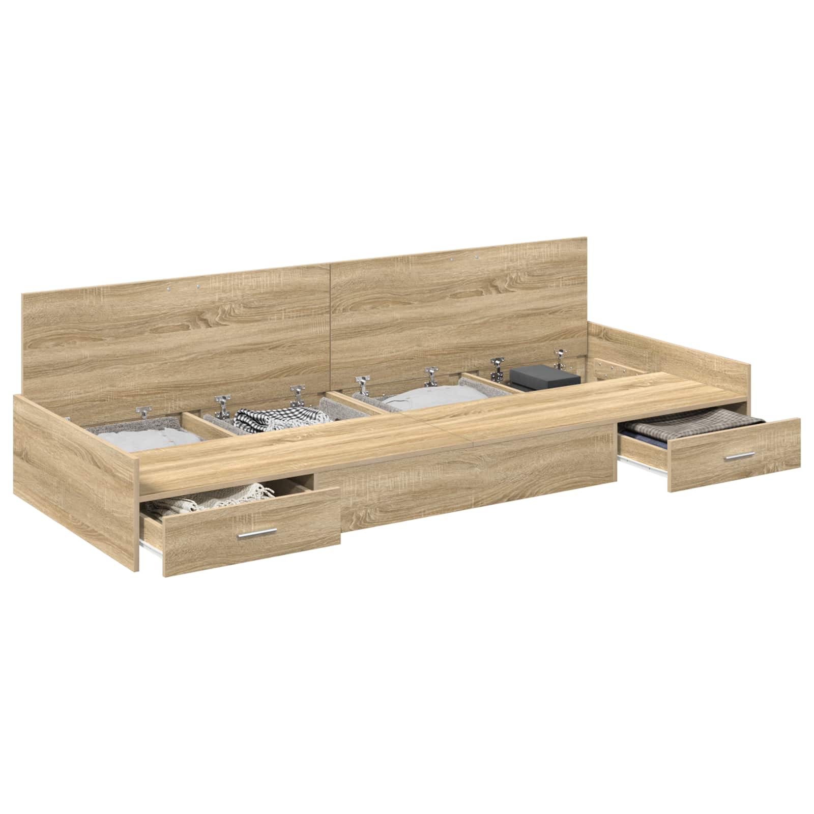 Bedframe met hoofdeinde Sonoma Eiken 100 x 200 cm Bewerkt hout is nu te koop bij PeponiXL, paradijselijk wonen!