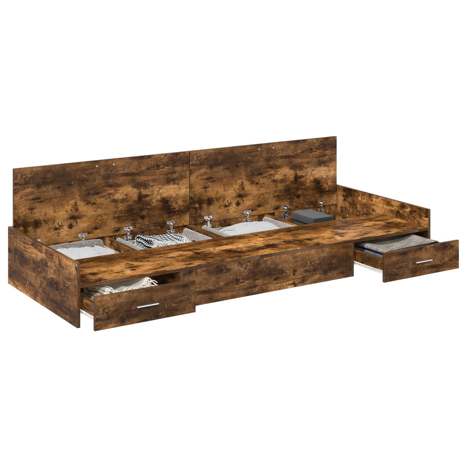 Bedframe met lade Gerookt eiken 98.5 x 200 cm Bewerkt hout is nu te koop bij PeponiXL, paradijselijk wonen!