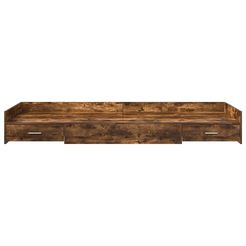 Bedframe met lade Gerookt eiken 98.5 x 200 cm Bewerkt hout is nu te koop bij PeponiXL, paradijselijk wonen!
